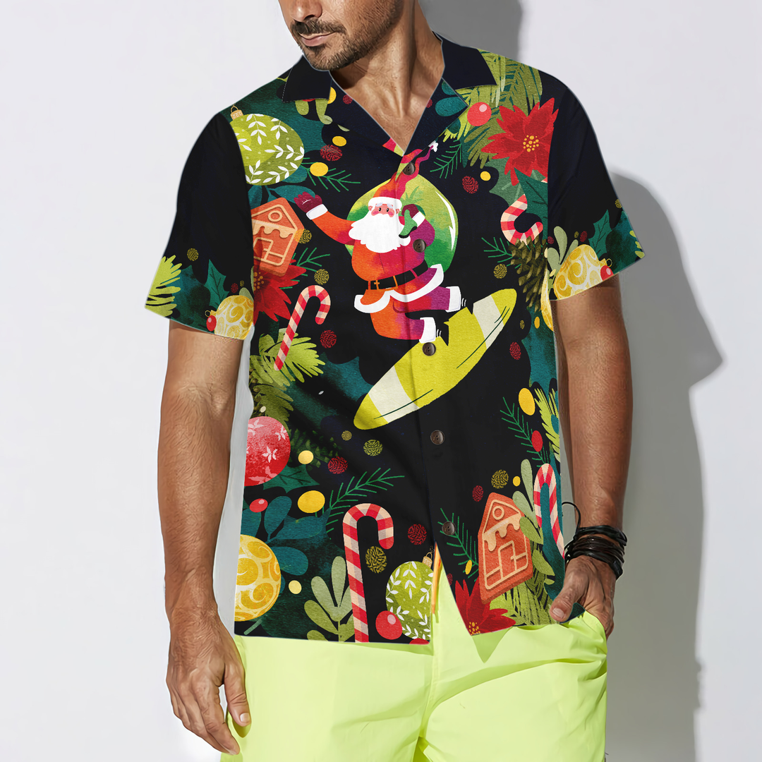 Mirla | Hyperfavor Julen Santa Surfande Hawaii-Skjorta Jul-Skjortor Kortärmad Button-Down Skjorta För Män och Kvinnor-Eva Jonsson