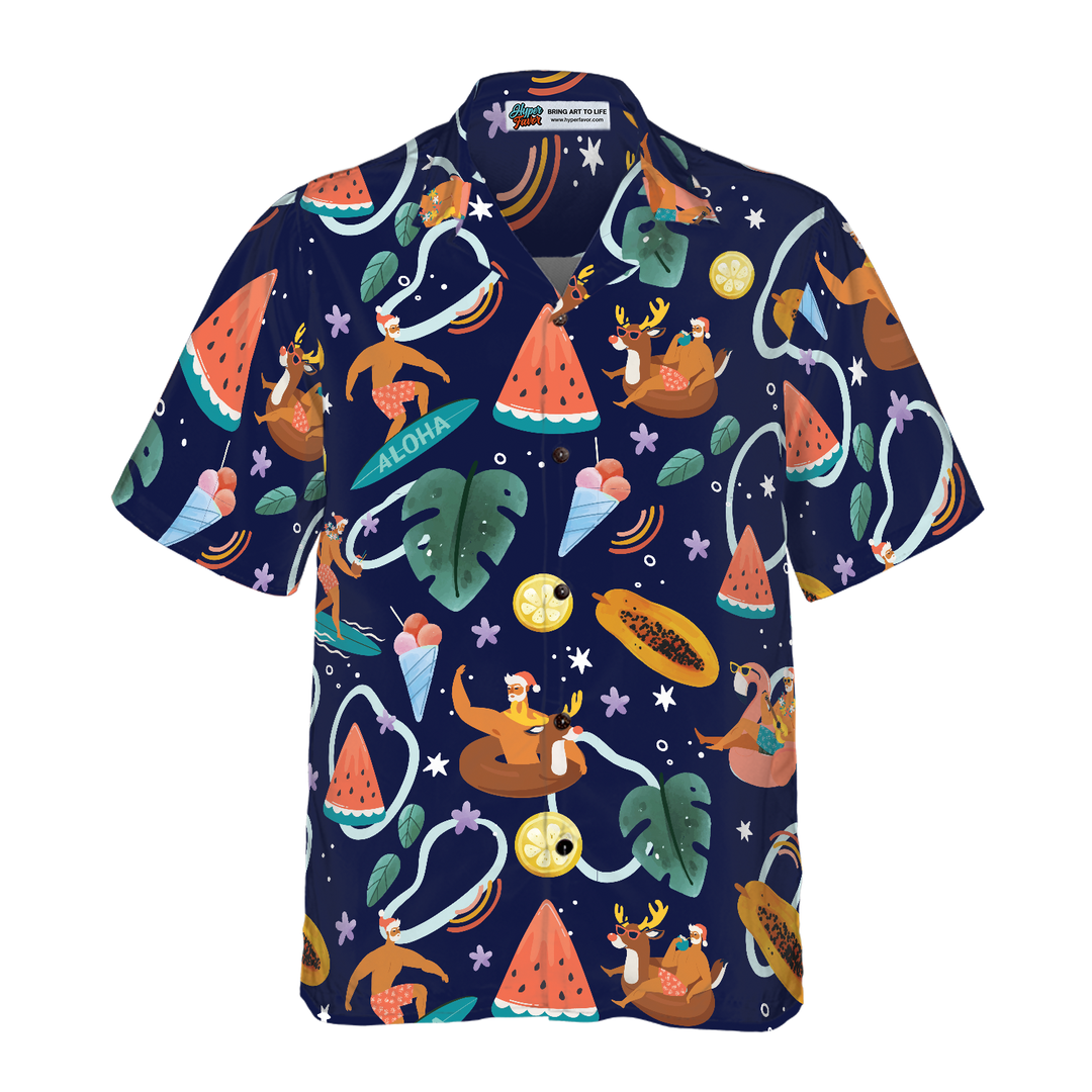 Mirla | Hyperfavor Santa Beach 1 Mönster Hawaiian Shirt Jule Skjortor Kortärmad Button-Down-Skjorta För Män och Kvinnor-Eva Jonsson