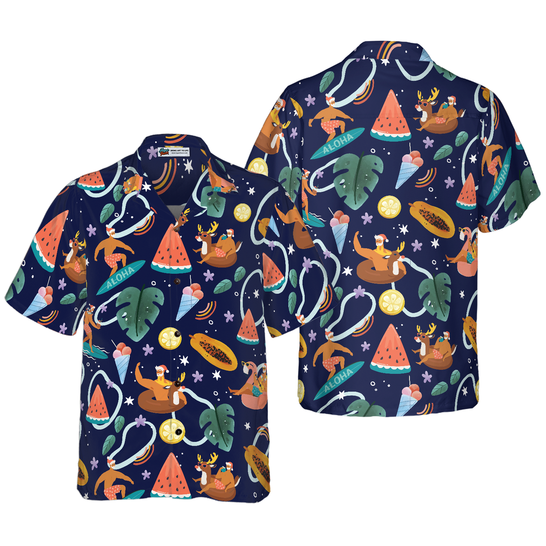 Mirla | Hyperfavor Santa Beach 1 Mönster Hawaiian Shirt Jule Skjortor Kortärmad Button-Down-Skjorta För Män och Kvinnor-Eva Jonsson