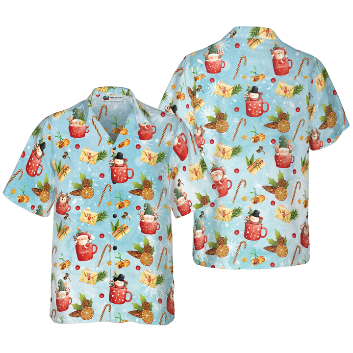 Mirla | Hyperfavor Santa Julmönster 2 Mönster Hawaiian Shirt Julskjortor Kortärmad Knäpp Ner Skjorta För Män och Kvinnor-Eva Jonsson