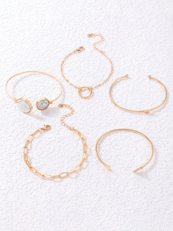 Mirla | Inbäddad Offentlig Femdelad Armband Geometrisk Kärleks Trekant Armband Sats-Eva Jonsson