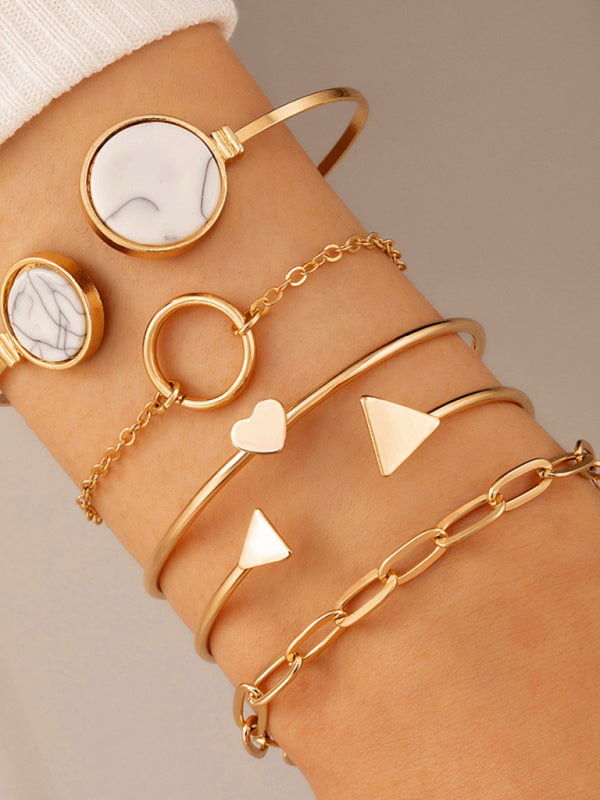 Mirla | Inbäddad Offentlig Femdelad Armband Geometrisk Kärleks Trekant Armband Sats-Eva Jonsson