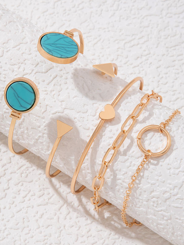 Mirla | Inbäddad Offentlig Femdelad Armband Geometrisk Kärleks Trekant Armband Sats-Eva Jonsson