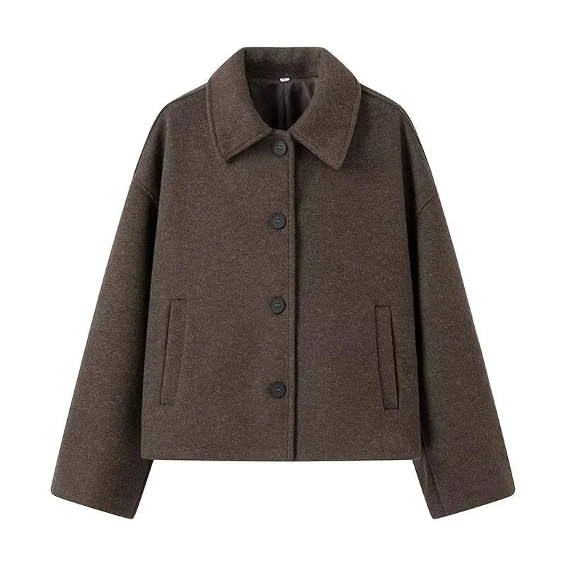 Mirla | Jacka Boxy Fit Knäppning Ulltextur Minimalistisk Design-Eva Jonsson