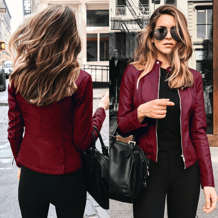 Mirla | Jacka Dam Slim Fit Läderjacka Dam Perfekt för Hösten Trendig & Avslappnad-Eva Jonsson