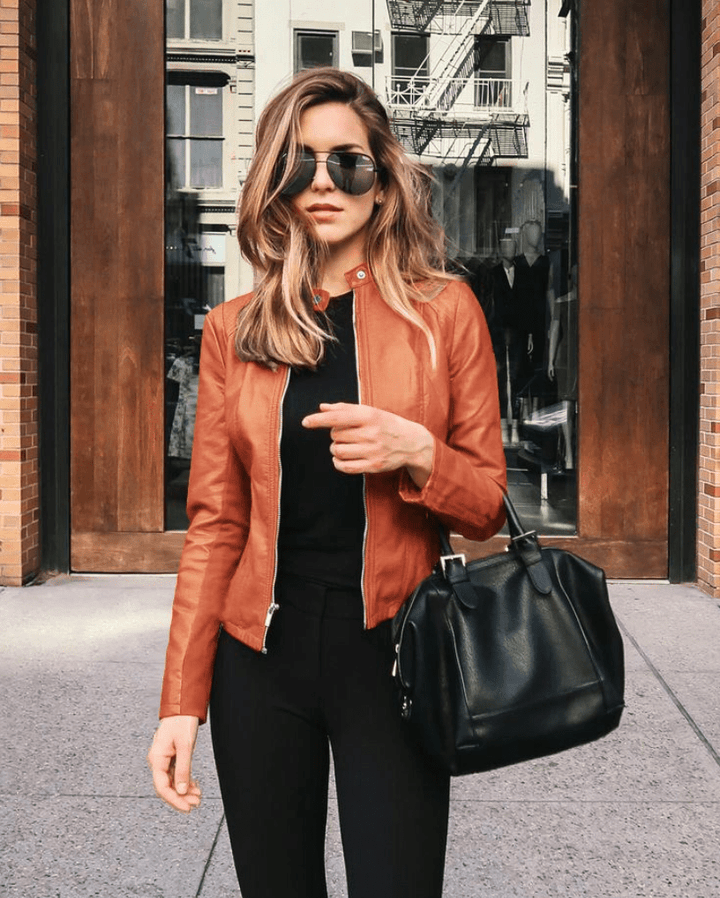 Mirla | Jacka Dam Slim Fit Läderjacka Dam Perfekt för Hösten Trendig & Avslappnad-Eva Jonsson