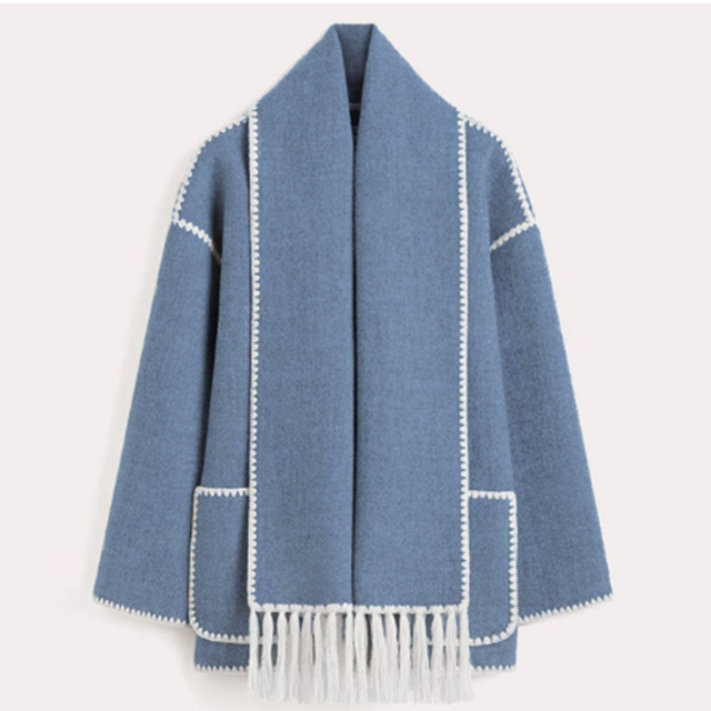 Mirla | Jacka - Elegant Oversized Design med Scarf-Fringe Detaljer-Eva Jonsson