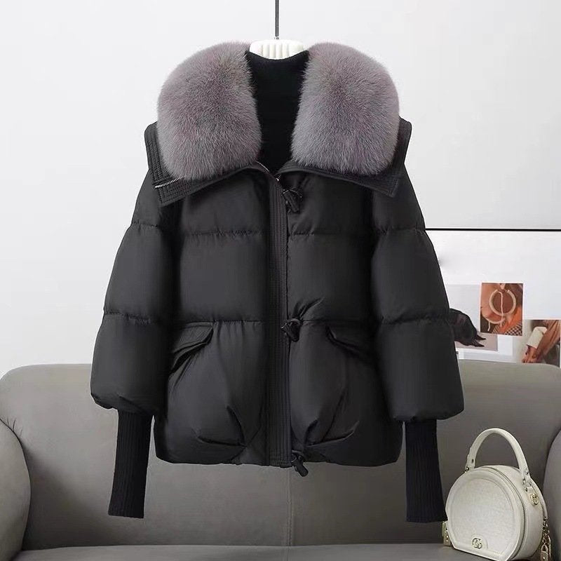 Mirla | Jacka Oversized Fit Stepp Konstpäls Krage Höftlängd-Eva Jonsson