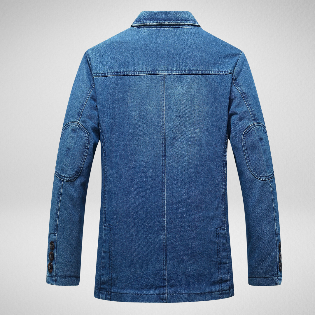 Mirla | Jeansblazer I Denimstil med Enfärgad Knappstängning-Eva Jonsson