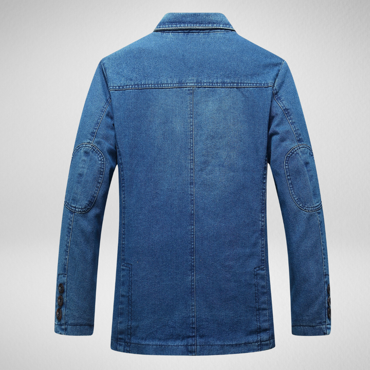 Mirla | Jeansblazer I Denimstil med Enfärgad Knappstängning-Eva Jonsson