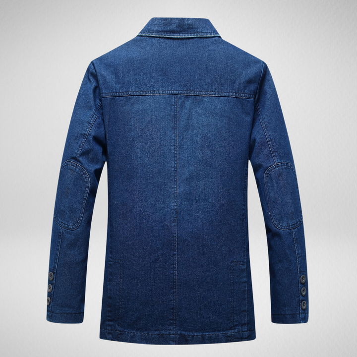 Mirla | Jeansblazer I Denimstil med Enfärgad Knappstängning-Eva Jonsson