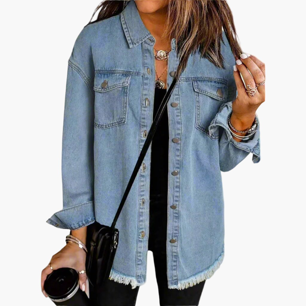 Mirla | Jeansjacka I Avslappnad Vintage-Stil - Perfekt för Fritid och Vardag-Eva Jonsson