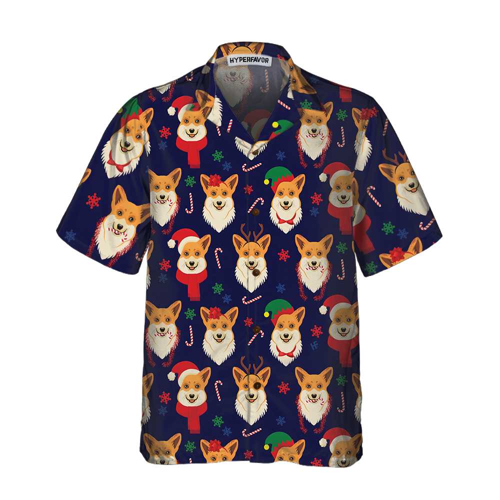 Mirla | Jul-Corgi-Mönster Hawaiian Skjorta Rolig Corgi Hund Jul Skjorta Julklapp För Hundälskare-Eva Jonsson
