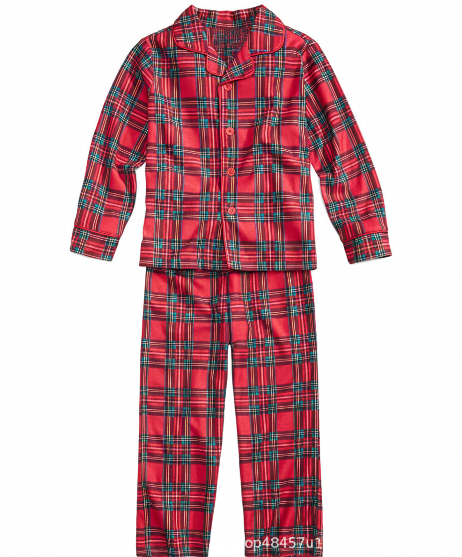 Mirla | Jul Familj Matchande Röda och Gröna Rutiga Knapp-Down Långärmad Pyjamas Set-Eva Jonsson