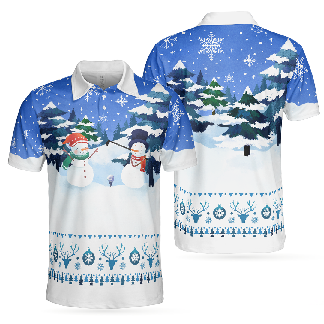 Mirla | Jul Golf Polo-Shirts - Herr Golf Polo-Shirts Kortärmad - Rolig Snögubbe-Mönster-Shirt Dry Fit - Jul-Shirt Presentidé För Män-Eva Jonsson