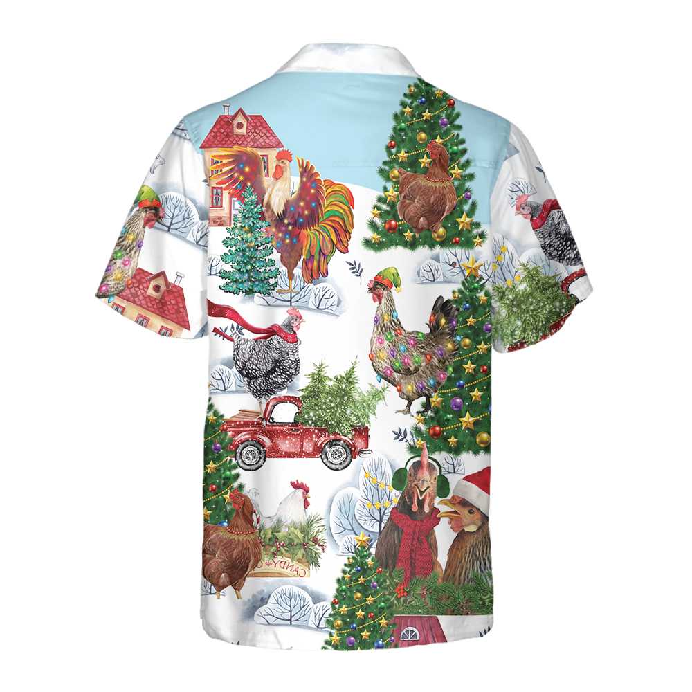 Mirla | Jul-Höns Hawaiian Shirt Rolig Höns Jul Shirt Bästa Julklapp Idé-Eva Jonsson