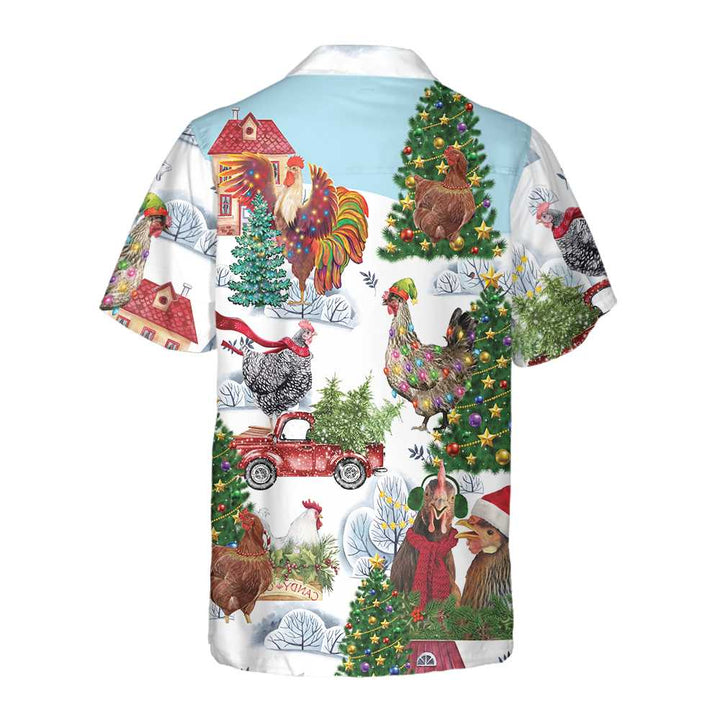 Mirla | Jul-Höns Hawaiian Shirt Rolig Höns Jul Shirt Bästa Julklapp Idé-Eva Jonsson