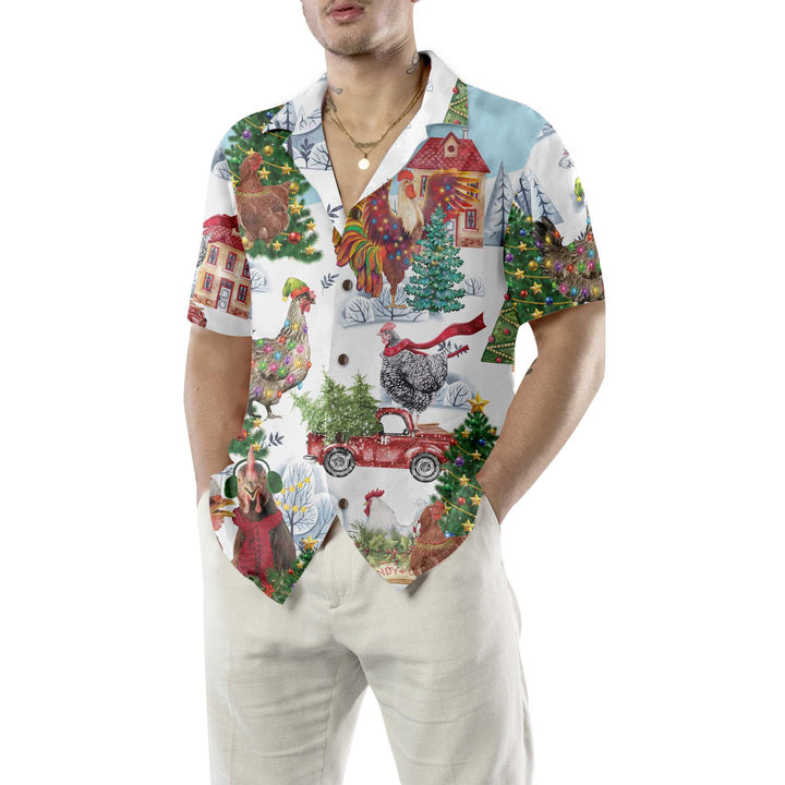 Mirla | Jul-Höns Hawaiian Shirt Rolig Höns Jul Shirt Bästa Julklapp Idé-Eva Jonsson