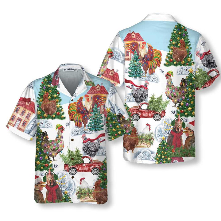 Mirla | Jul-Höns Hawaiian Shirt Rolig Höns Jul Shirt Bästa Julklapp Idé-Eva Jonsson