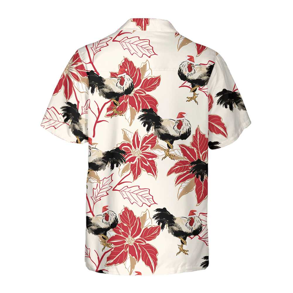 Mirla | Jul-Höns och Julstjärna Hawaiian-Skjorta Unik Höns-Skjorta För Män och Kvinnor Bästa Julklappen-Eva Jonsson