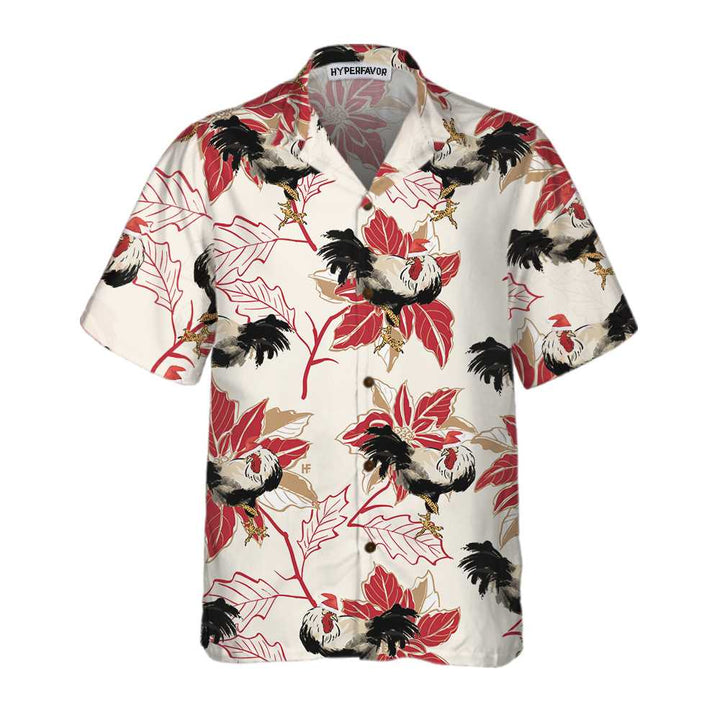 Mirla | Jul-Höns och Julstjärna Hawaiian-Skjorta Unik Höns-Skjorta För Män och Kvinnor Bästa Julklappen-Eva Jonsson
