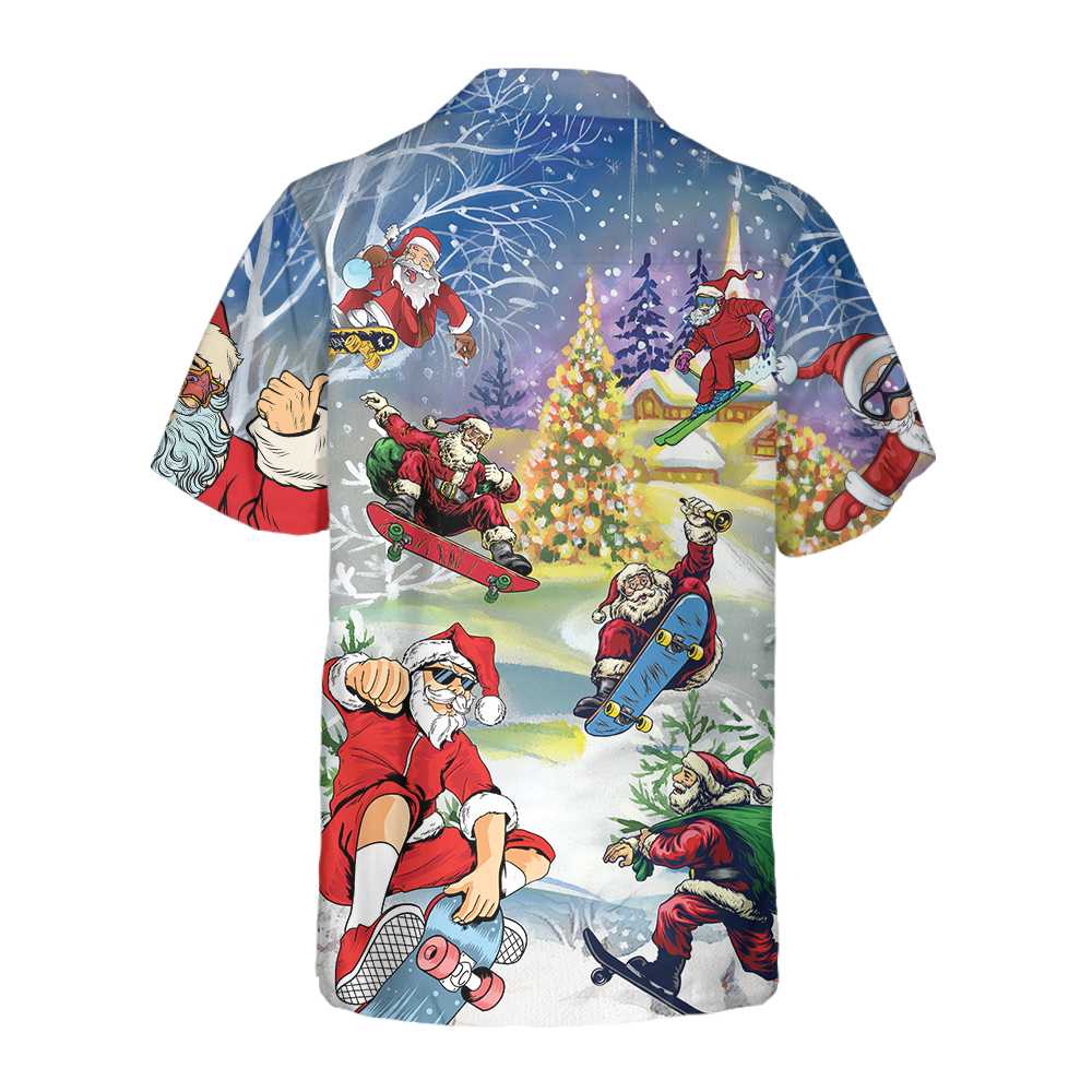 Mirla | Jul Kom Skateboard med Santa Hawaiian Skjorta Roligt Jultomte Skjorta Present För Julen-Eva Jonsson