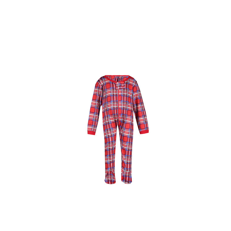 Mirla | Jul Långärmad Pure Red Topp och Lång Randig Byxa Familjepassande Pyjamas-2-Eva Jonsson