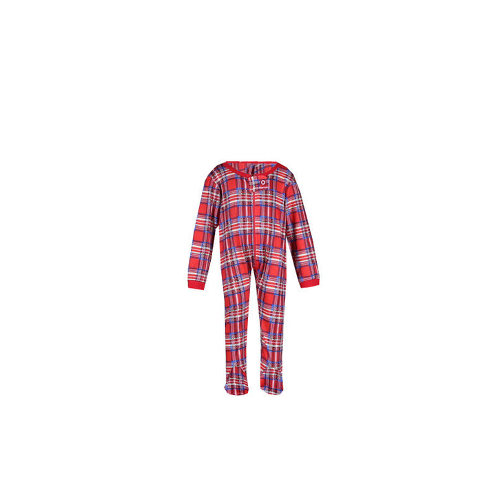 Mirla | Jul Långärmad Pure Red Topp och Lång Randig Byxa Familjepassande Pyjamas-2-Eva Jonsson