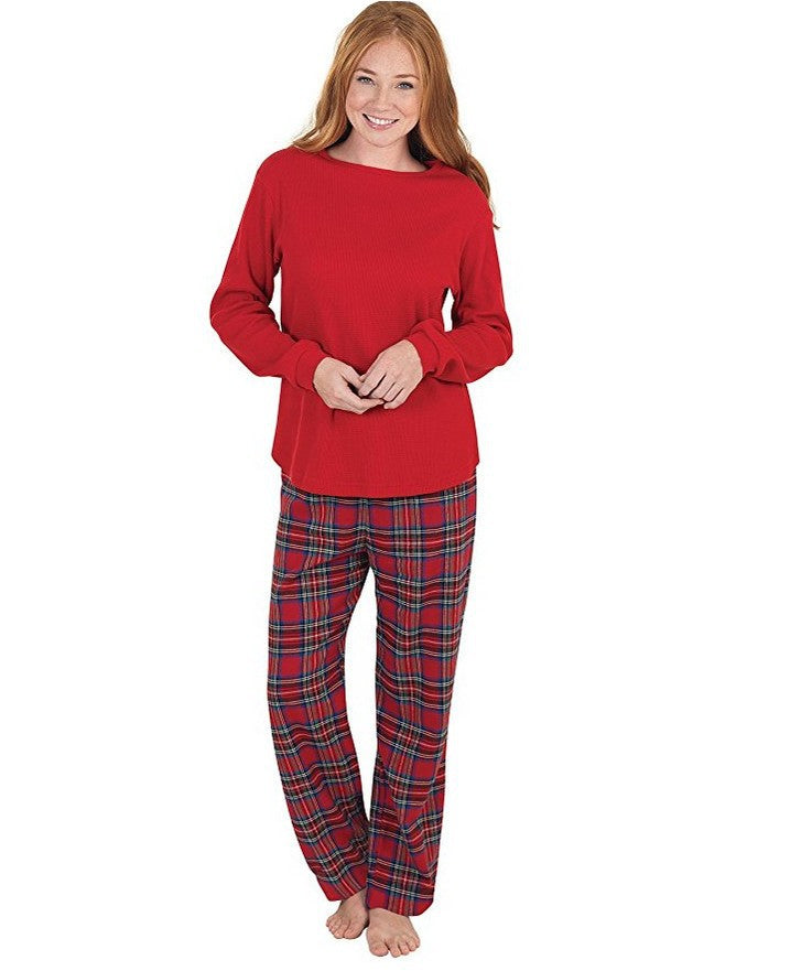 Mirla | Jul Långärmad Pure Red Topp och Lång Rutiga Byxor Familj Matchande Pyjamas-Eva Jonsson