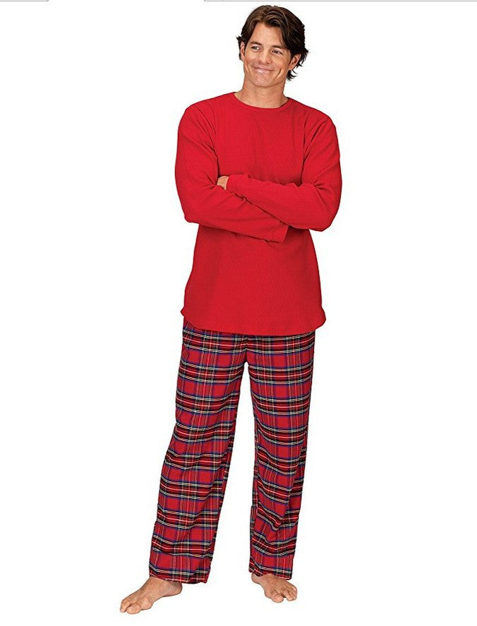 Mirla | Jul Långärmad Pure Red Topp och Lång Rutiga Byxor Familj Matchande Pyjamas-Eva Jonsson
