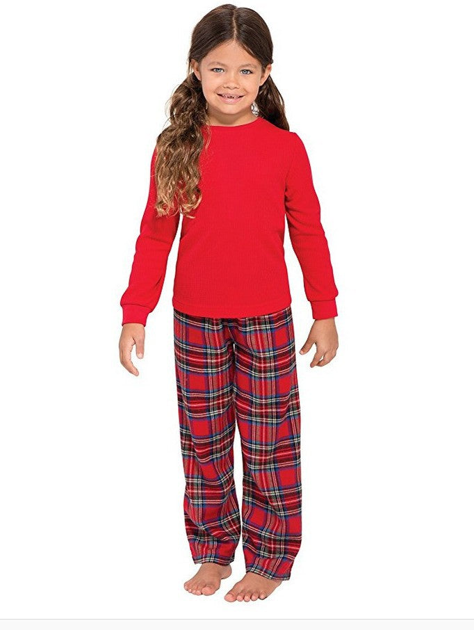Mirla | Jul Långärmad Pure Red Topp och Lång Rutiga Byxor Familj Matchande Pyjamas-Eva Jonsson