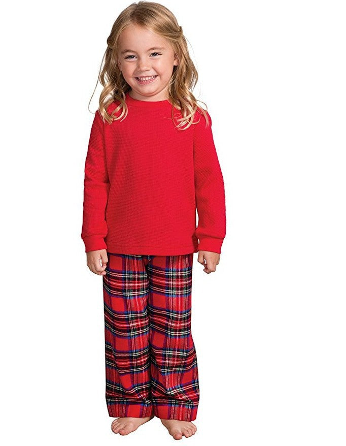 Mirla | Jul Långärmad Pure Red Topp och Lång Rutiga Byxor Familj Matchande Pyjamas-Eva Jonsson