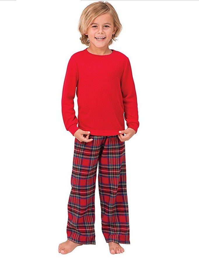 Mirla | Jul Långärmad Pure Red Topp och Lång Rutiga Byxor Familj Matchande Pyjamas-Eva Jonsson