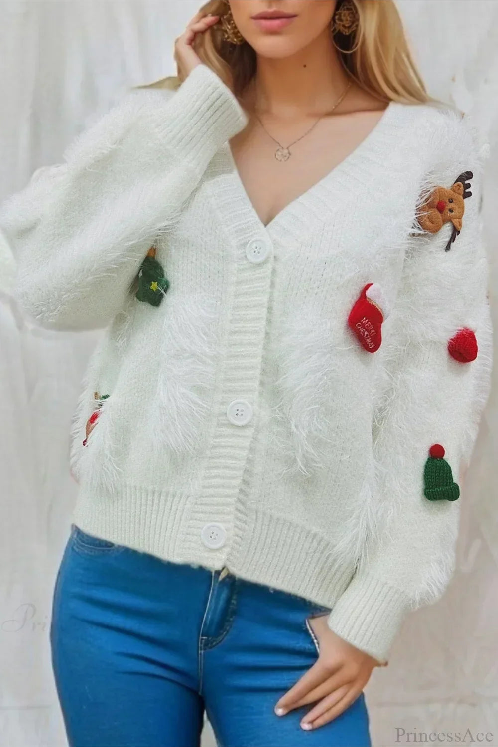Mirla | Jul Mink Fleece 3D Trim Enkelknäppt Kofta Tröja-Eva Jonsson