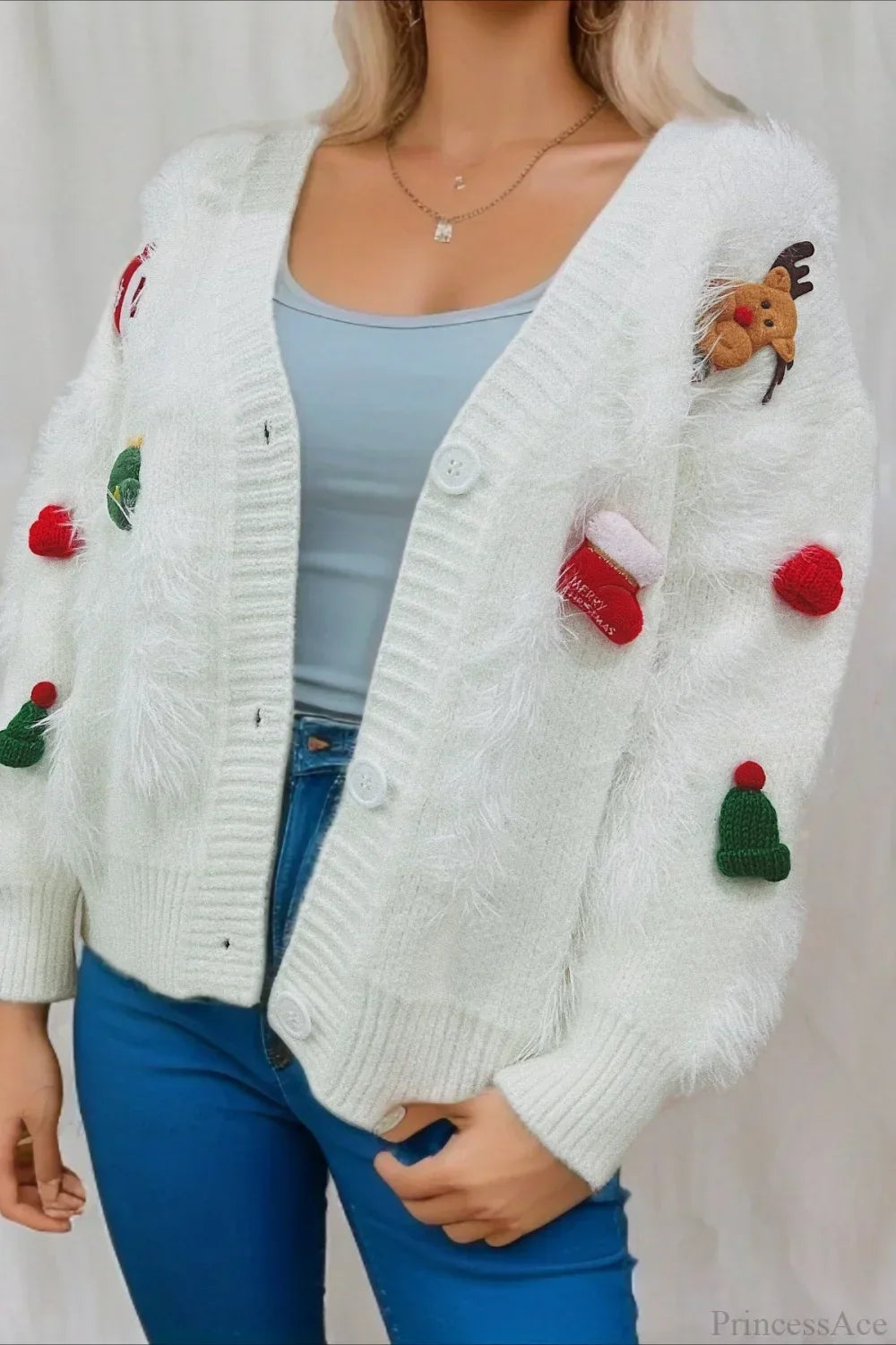 Mirla | Jul Mink Fleece 3D Trim Enkelknäppt Kofta Tröja-Eva Jonsson