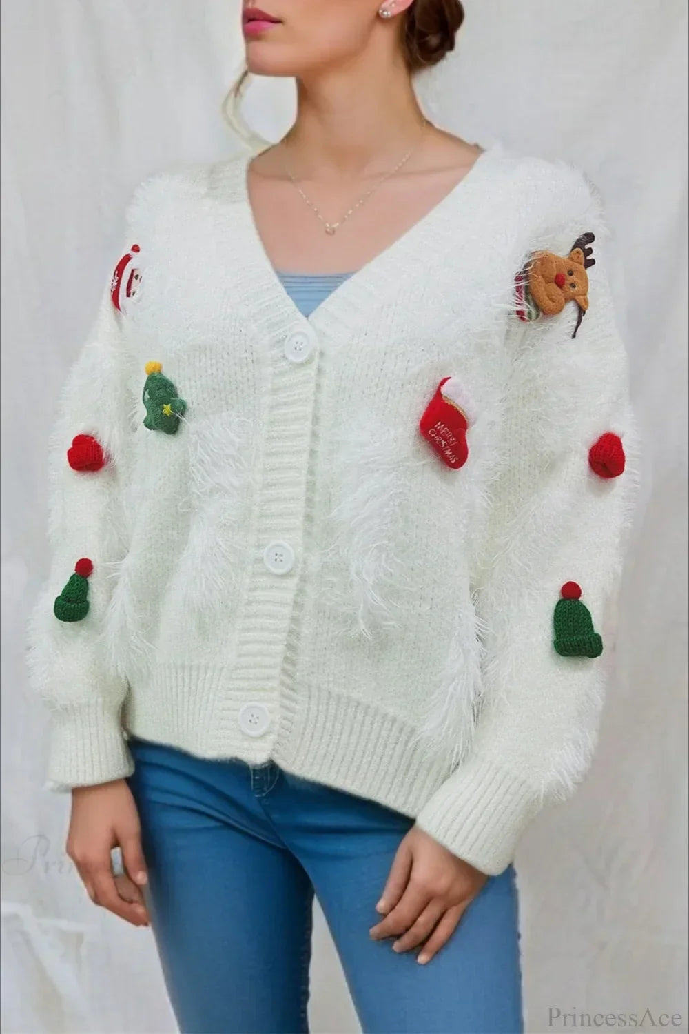 Mirla | Jul Mink Fleece 3D Trim Enkelknäppt Kofta Tröja-Eva Jonsson