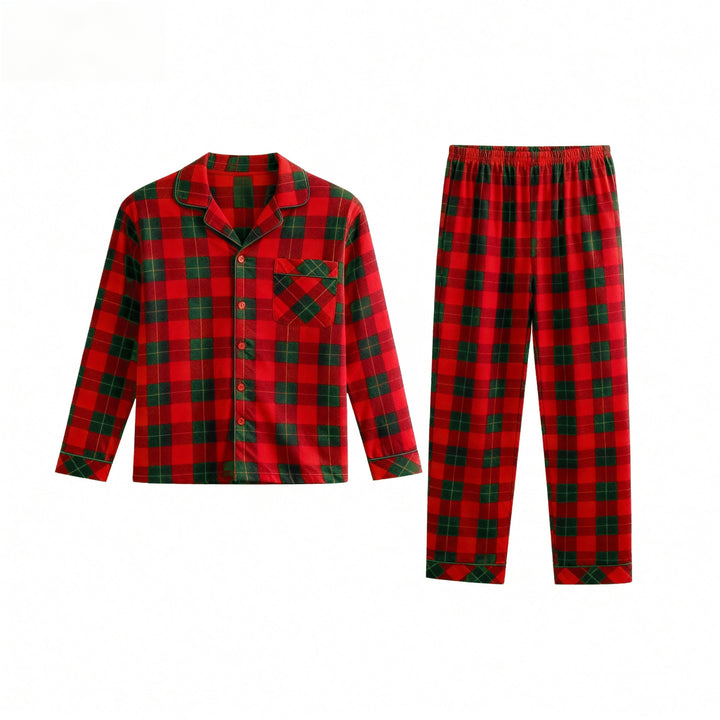 Mirla | Jul-Par Matchande Röda och Gröna Rutiga Långärmade Pyjamas-Set-Eva Jonsson