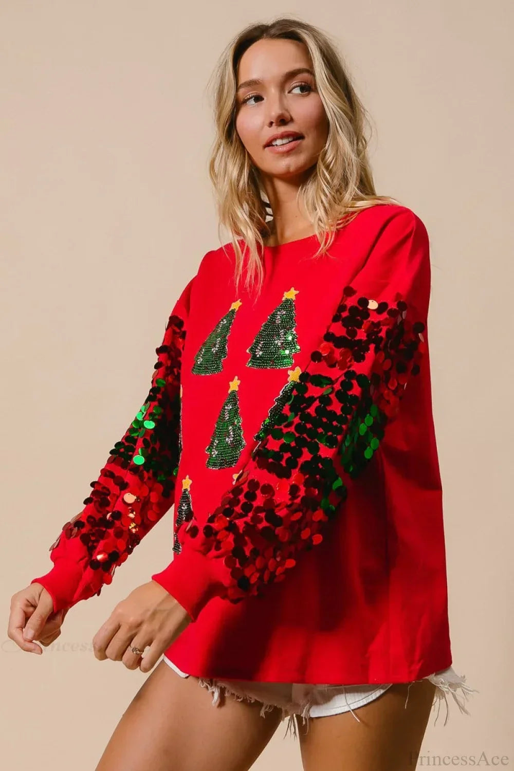 Mirla | Jul Pärlor Långärmad Avslappnad Sweatshirt-Eva Jonsson