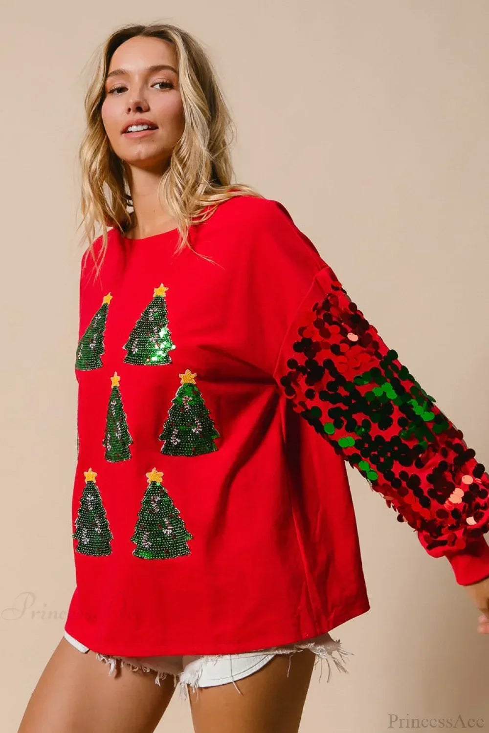 Mirla | Jul Pärlor Långärmad Avslappnad Sweatshirt-Eva Jonsson