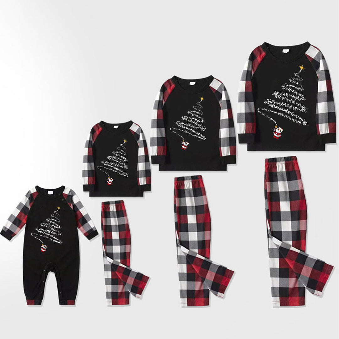 Mirla | Jul Passande Familjepyjamas Bokstäver Tryck Svart Vit Ruter Pyjamas Set 2025-Eva Jonsson