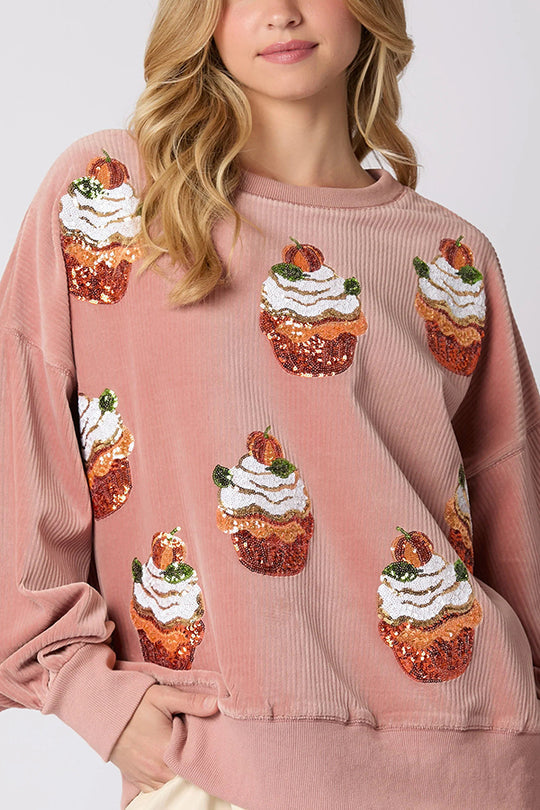 Mirla | Jul-Pumpkin-Cake Paljetter Rundhals Lös Sweatshirt-Eva Jonsson