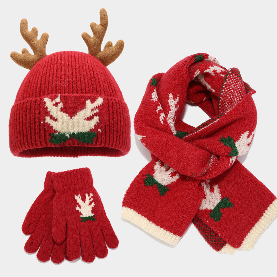 Mirla | Jul Ren Horn Schal Hatt Handskar Tre Dela Set (3 Färger)-Eva Jonsson