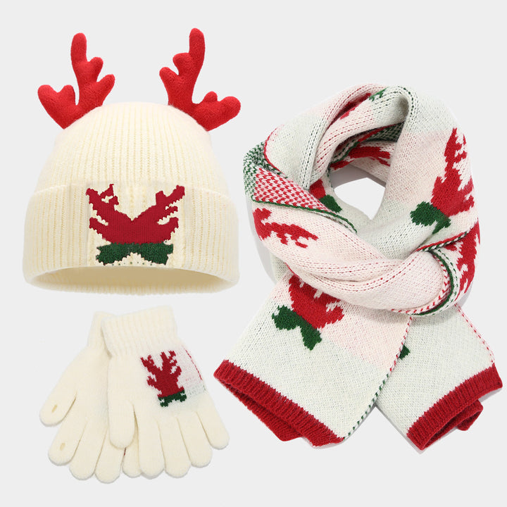 Mirla | Jul Ren Horn Schal Hatt Handskar Tre Dela Set (3 Färger)-Eva Jonsson