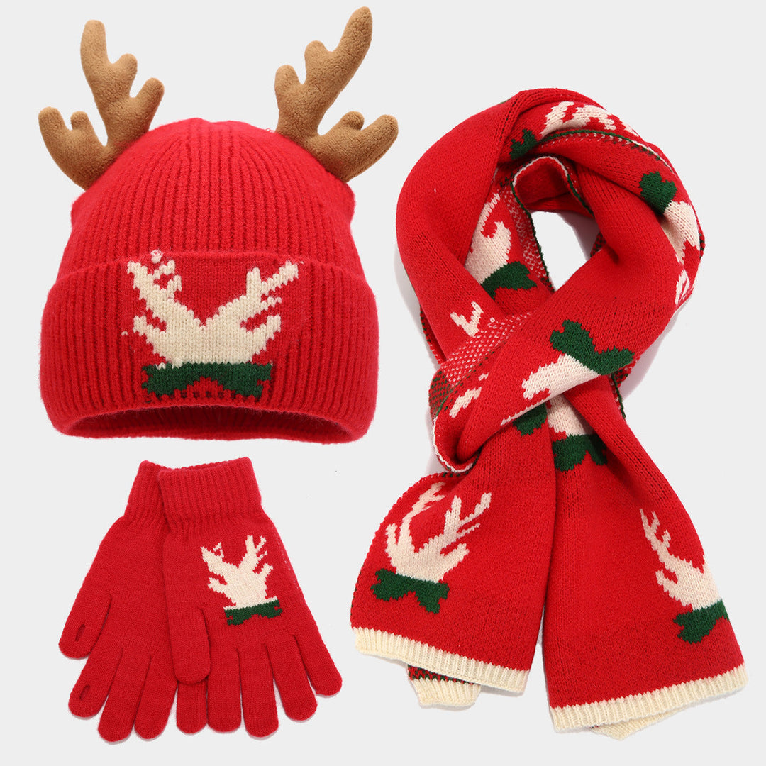 Mirla | Jul Ren Horn Schal Hatt Handskar Tre Dela Set (3 Färger)-Eva Jonsson