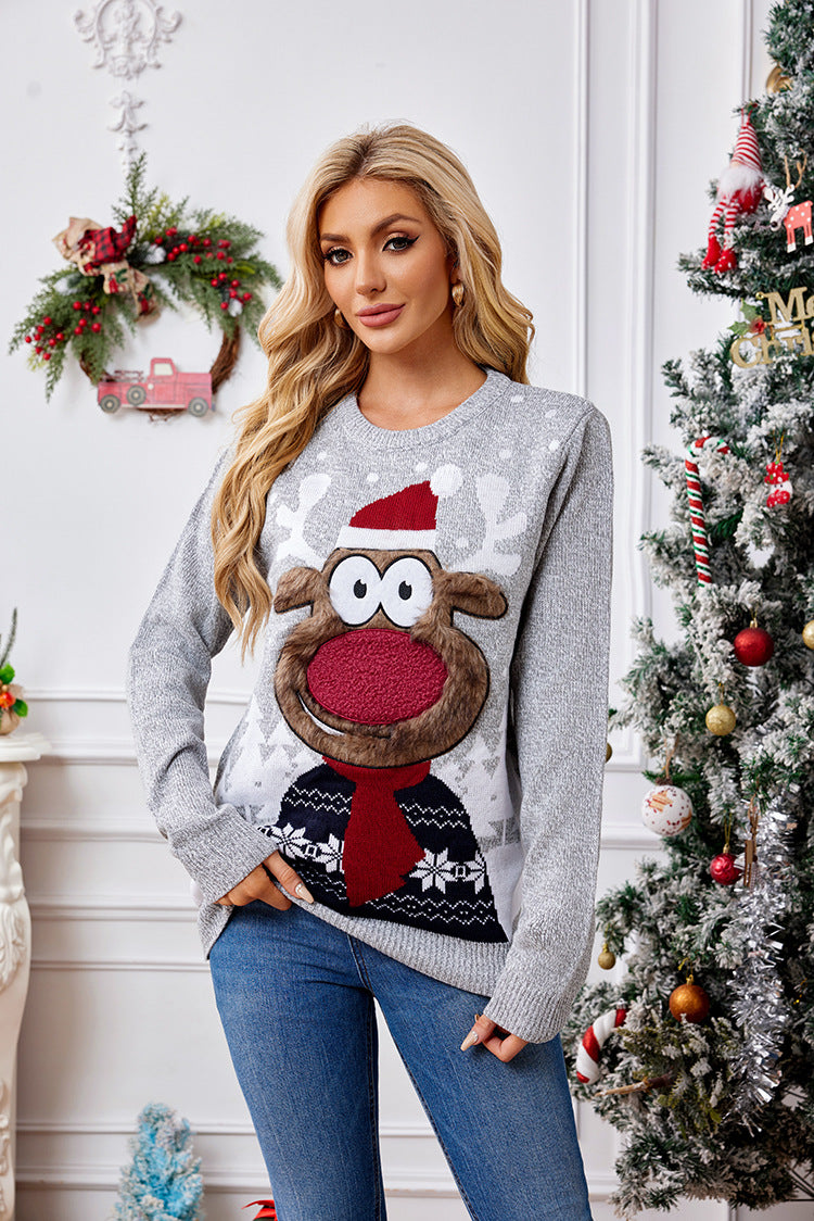 Mirla | Jul-Renhjort-Broderi Stickad Tröja-Eva Jonsson