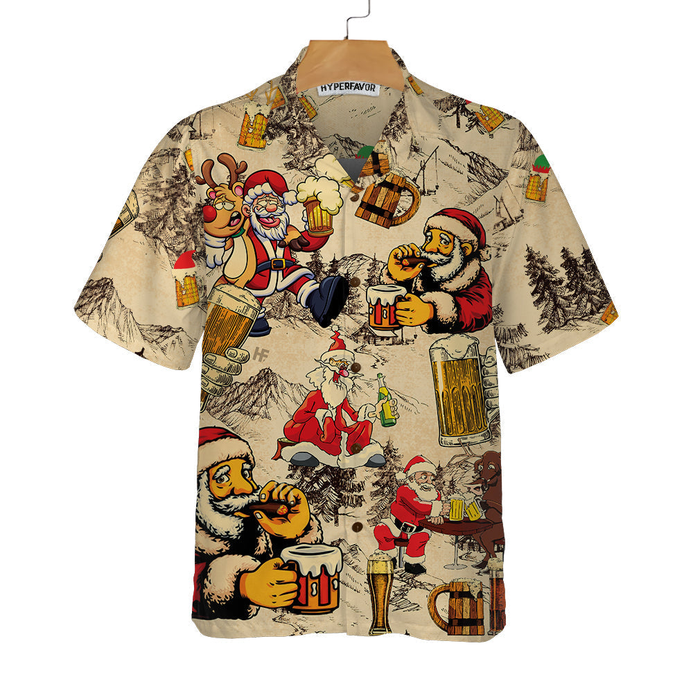 Mirla | Jul Rolig Full Jultomte och Öl Hawaii-T-Shirt Rolig Jultomte Present För Män-Eva Jonsson