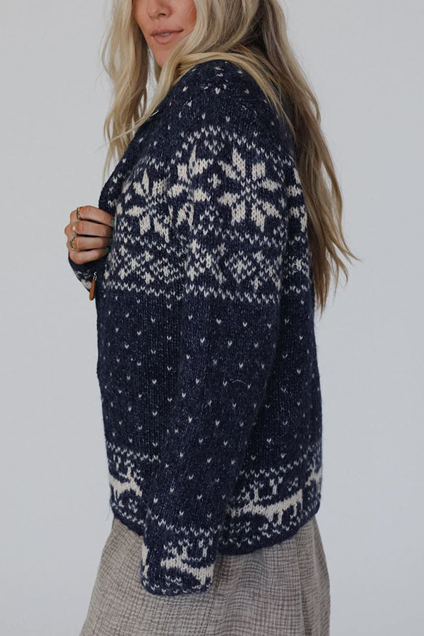 Mirla | Jul-Snowflake-Moose-Zip Långärmad Tröja-Eva Jonsson