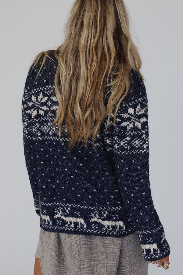 Mirla | Jul-Snowflake-Moose-Zip Långärmad Tröja-Eva Jonsson