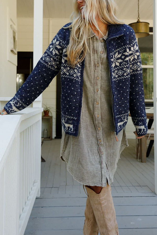 Mirla | Jul-Snowflake-Moose-Zip Långärmad Tröja-Eva Jonsson