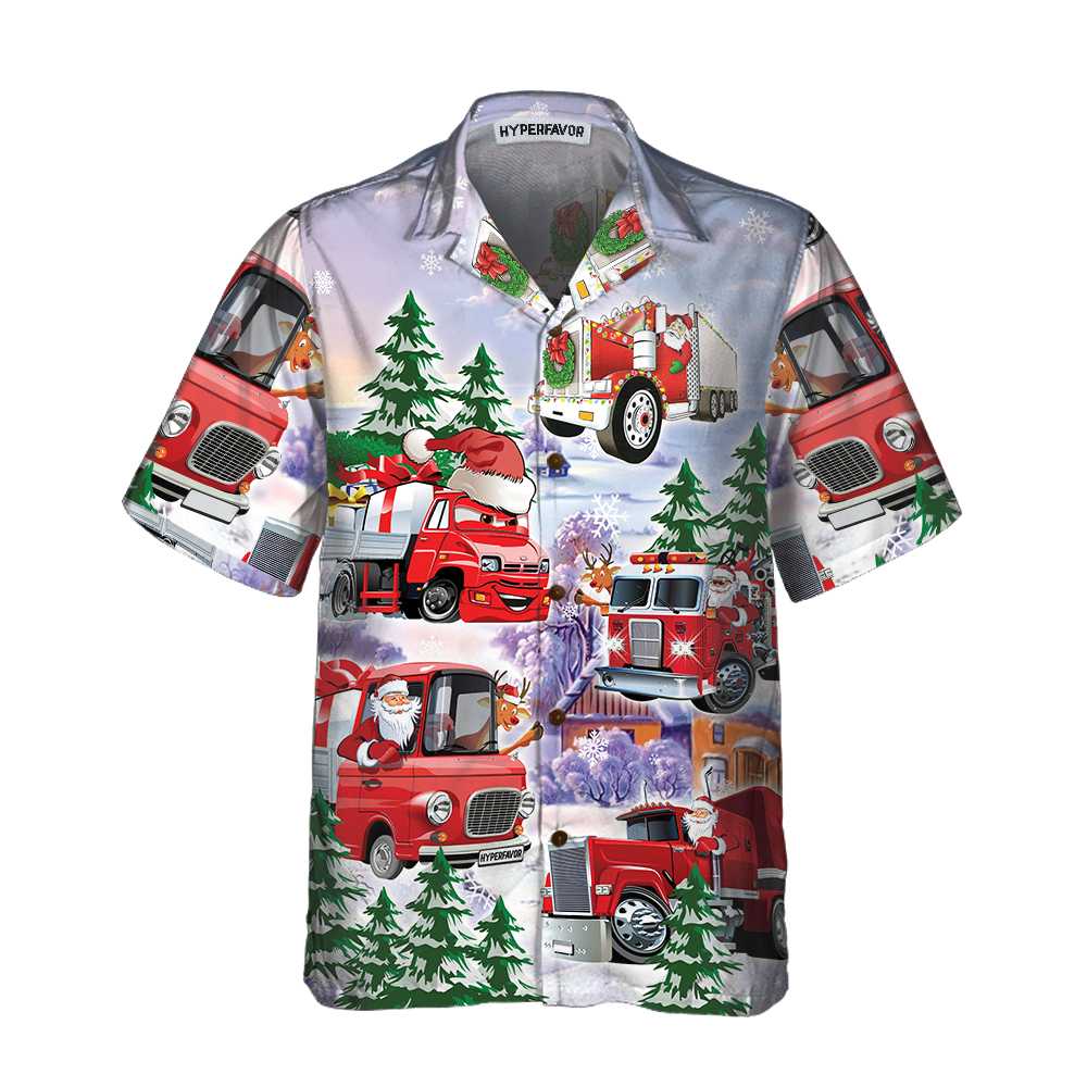 Mirla | Jul-Truck Hawaii Skjorta Röd Truck Julskjorta Bästa Julklappen-Eva Jonsson